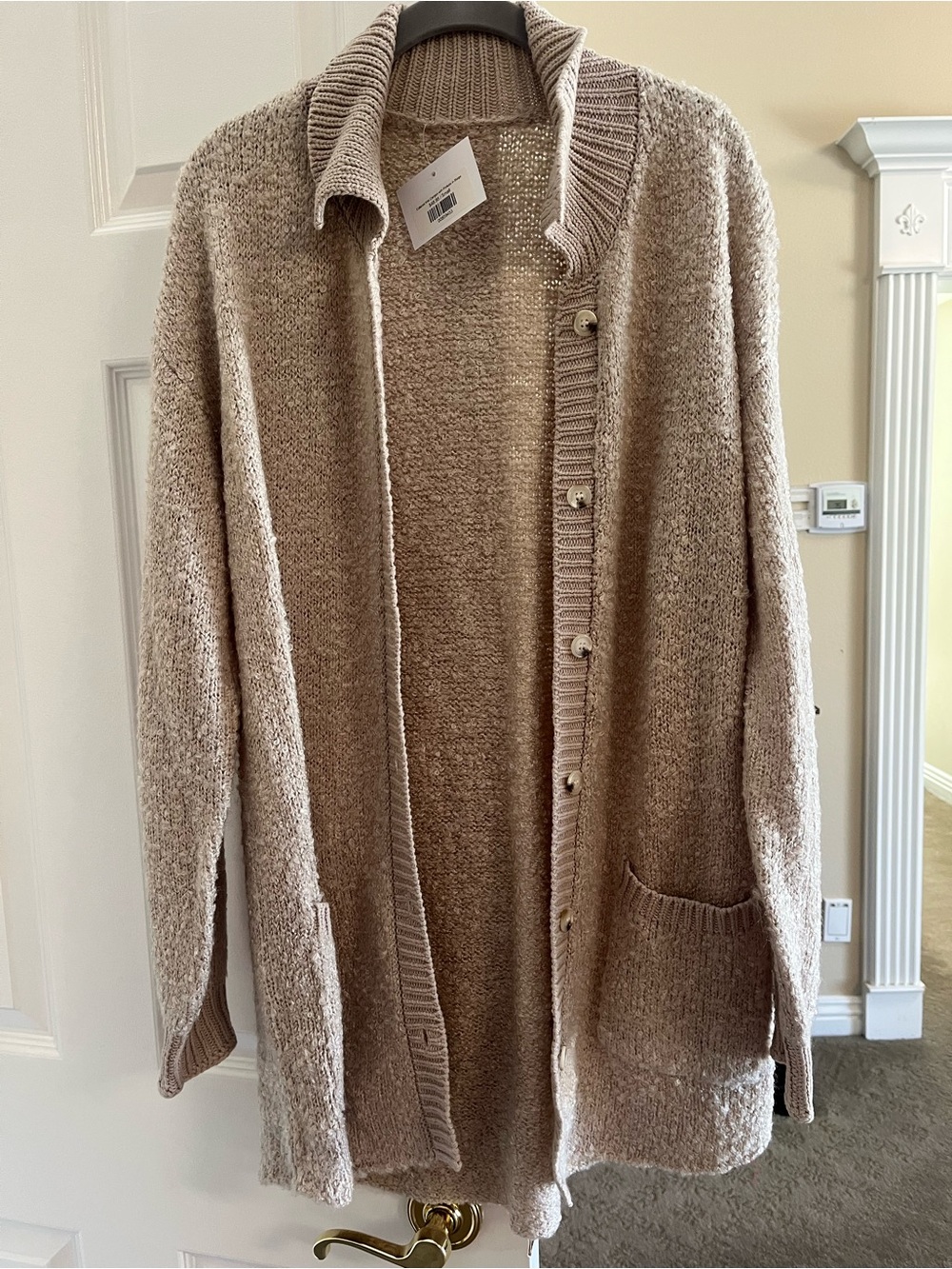 Cozy Taupe Knit Button-Front Cardigan
